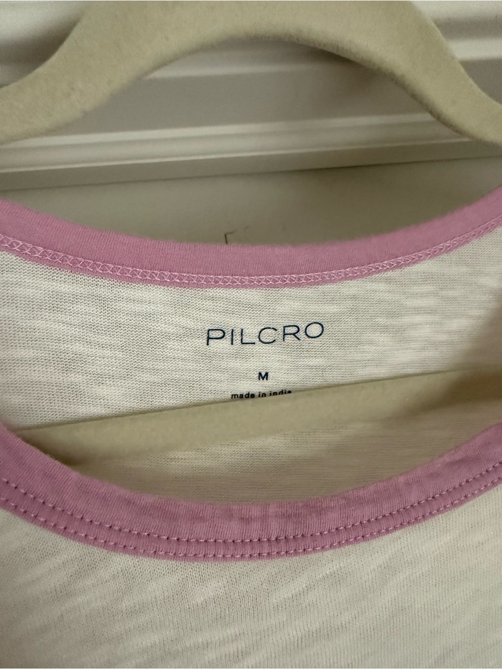 Pilcro Cream Graphic Tee with Pink Trim and Multicolor Print - Picture 3 of 3